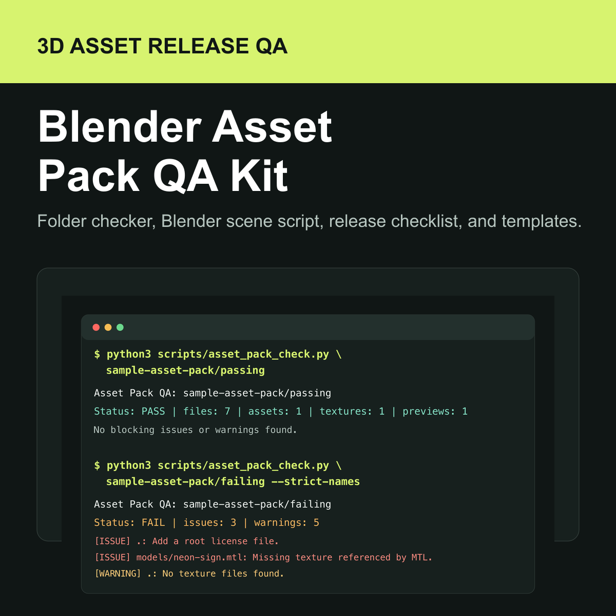 Blender Asset Pack QA Kit cover thumbnail